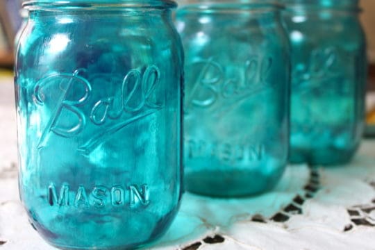 blue mason jars vintage