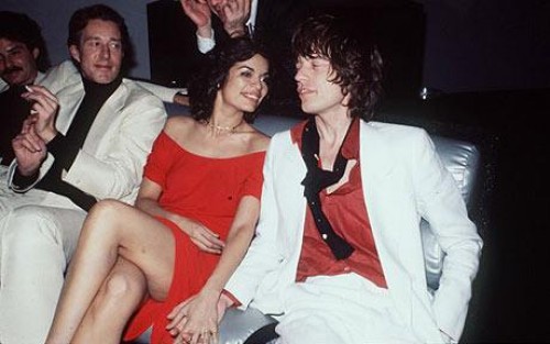 halston designer with bianca and mick jagger