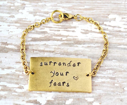 surrender your fears bracelet from etsy