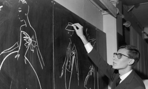 yves saint laurent sketching vintage photo