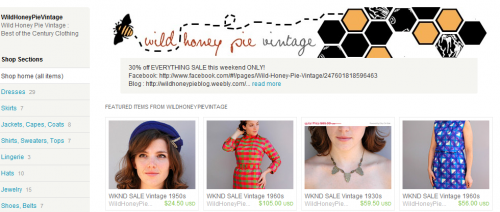 wild honey pie vintage on etsy